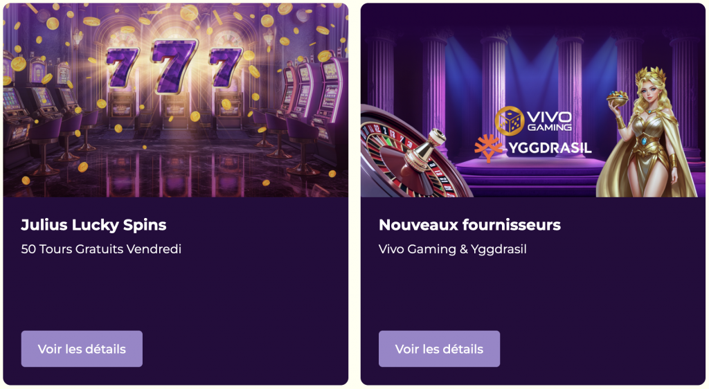 Bonus et promotions au casino Julius